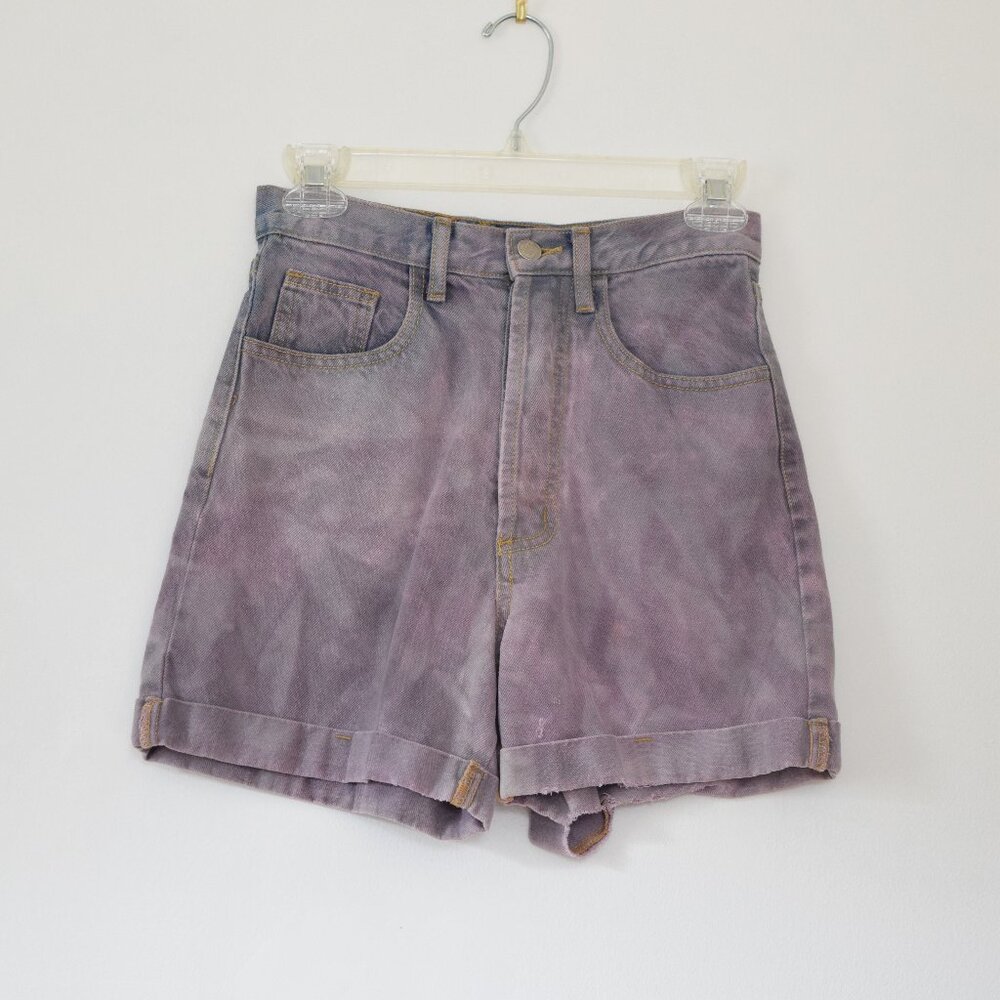 NADA NUFF Vintage Purple Galaxy Dye Distressed High Waist Denim Shorts | Size XS